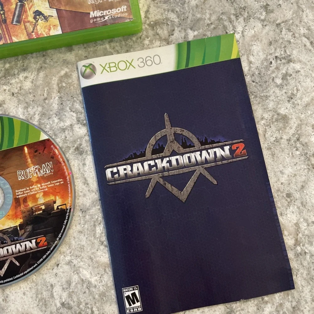 Crackdown I 1 & 2 II Microsoft Xbox 360 2010 With Case Ruffman Games